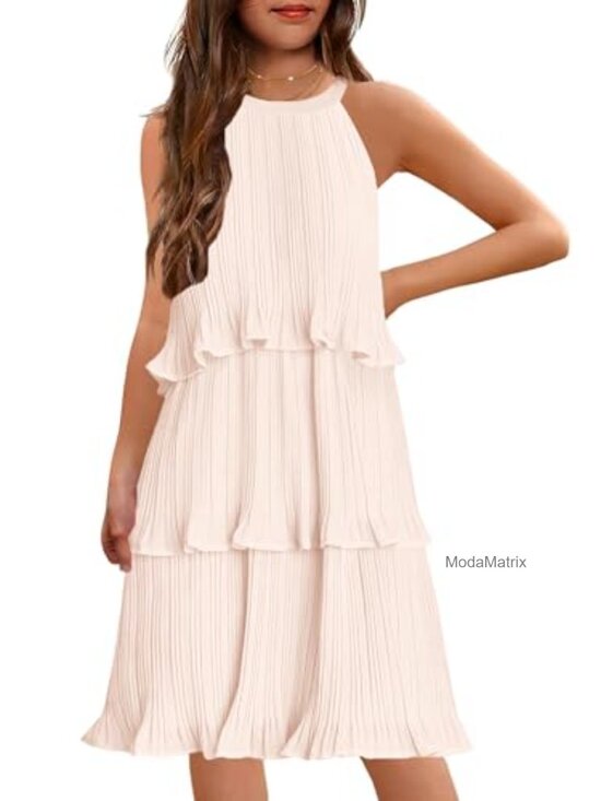 Other - Girls Halter Tiered Ruffle Swing Dress Sleeveless Chiffon A-Line